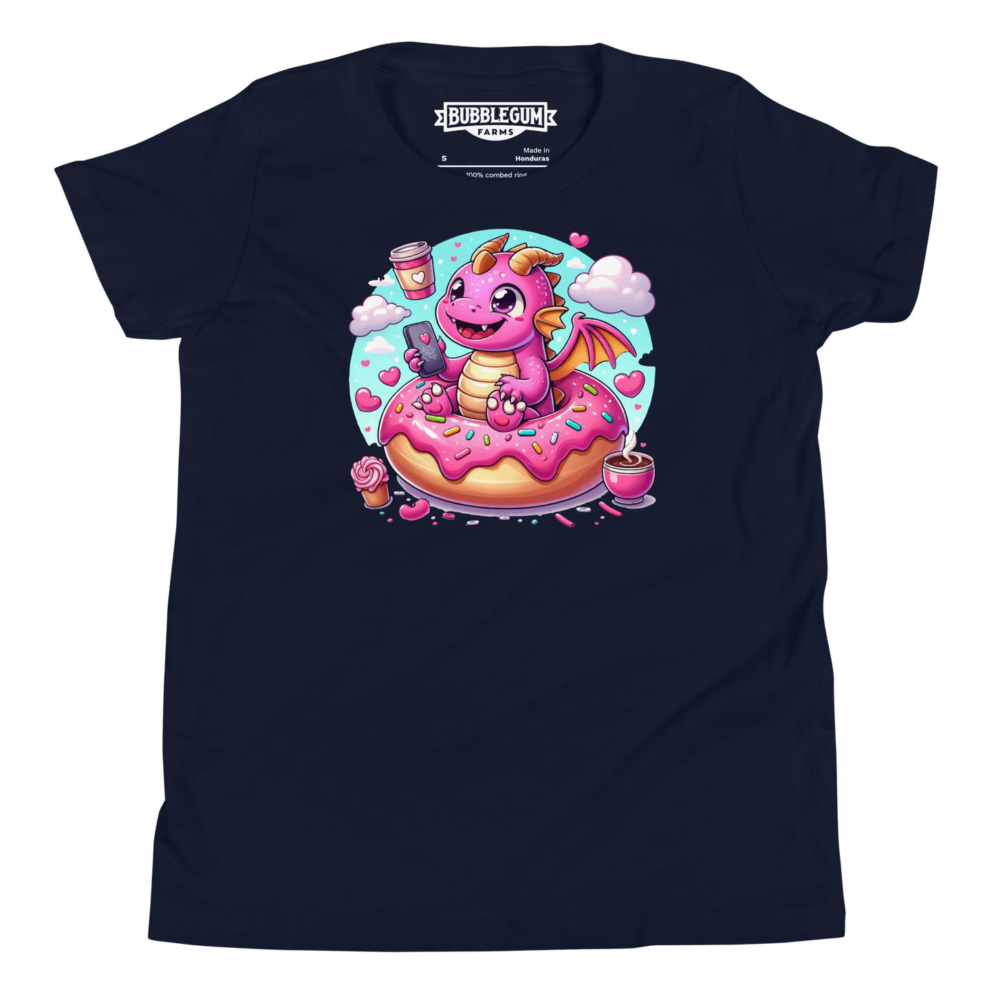 Pink Dragon - Loving Coffee and Donuts - Youth Staple Tee