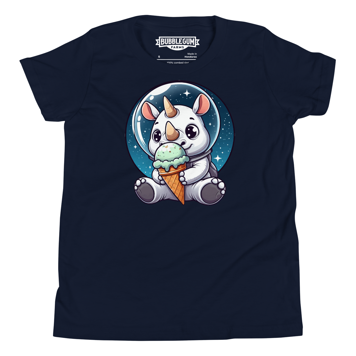 Space Rhino - Eating Ice Cream - Youth Staple Tee