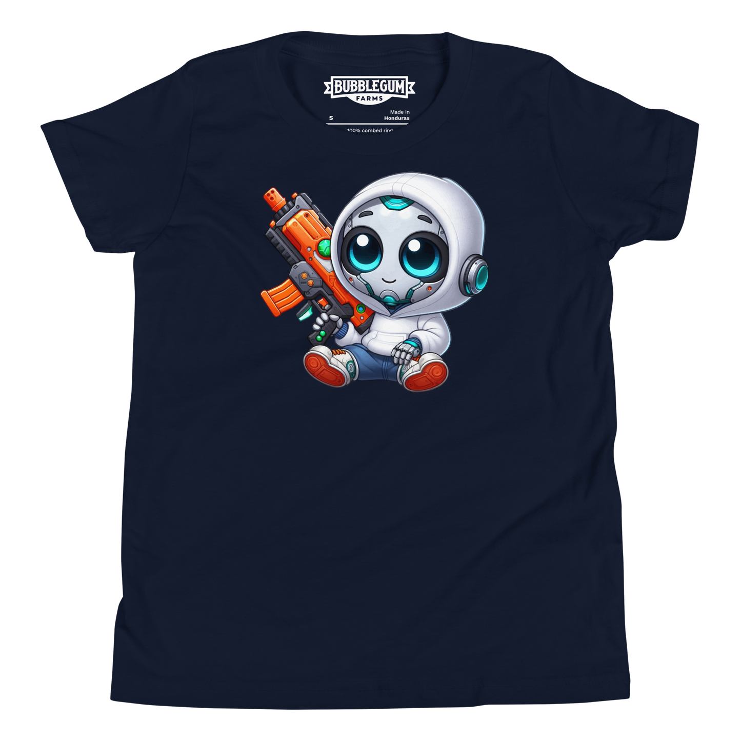 White Robot with Foam Dart Blaster - Youth Staple Tee