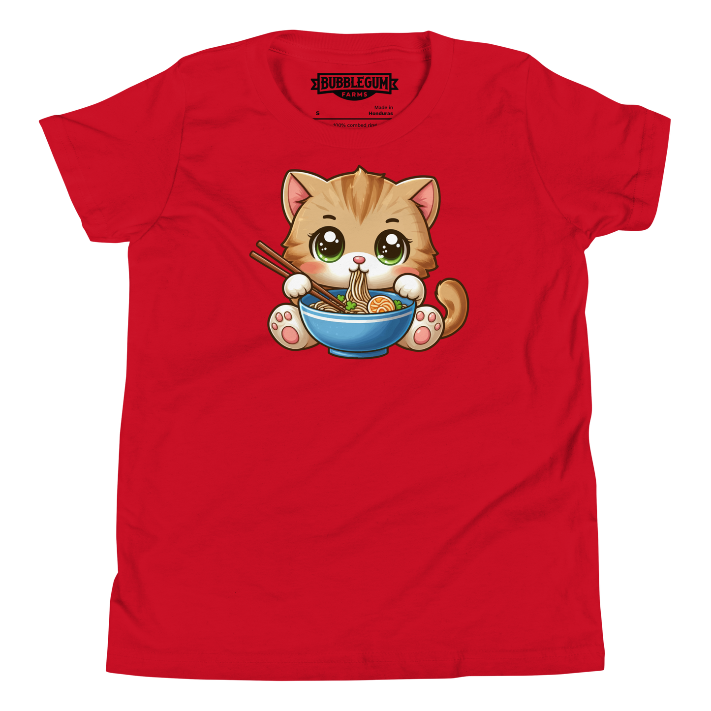 Brown Kitten - Eating Ramen - Youth Staple Tee