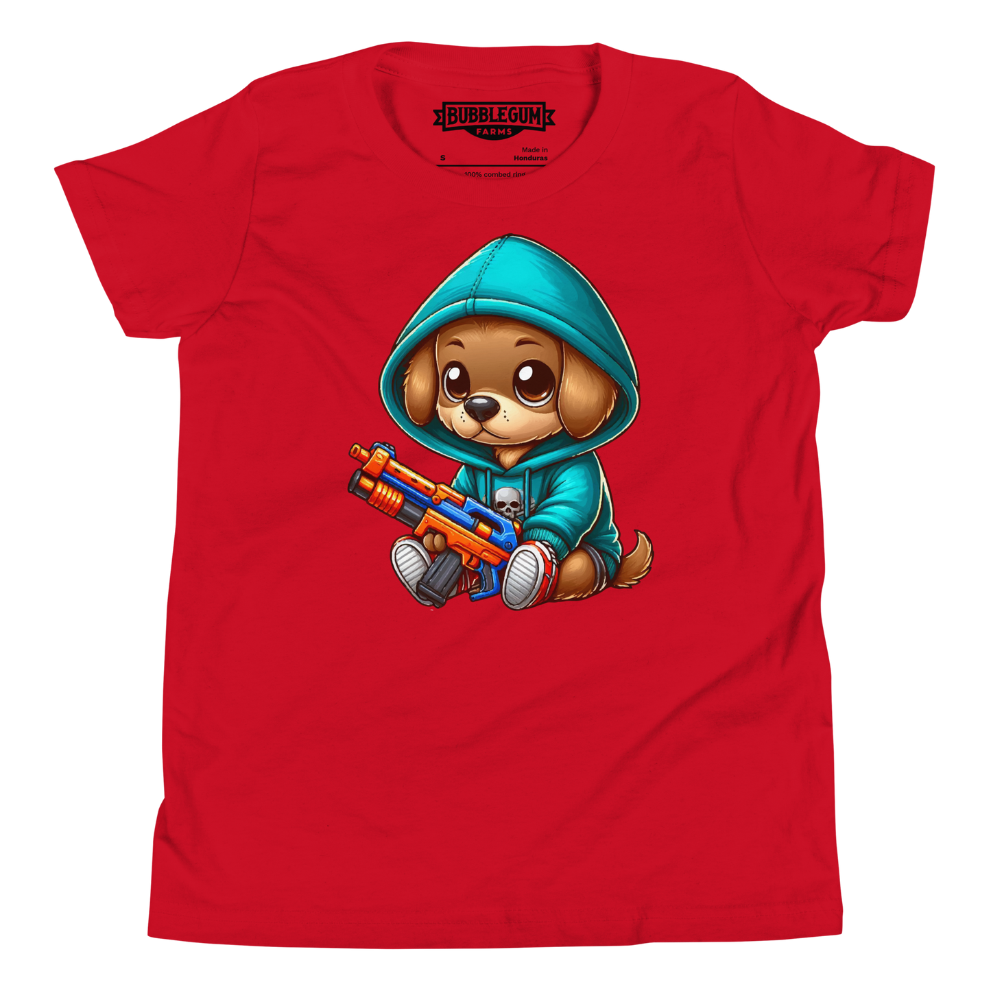 Brown Puppy with Foam Dart Blaster - Youth Staple Tee
