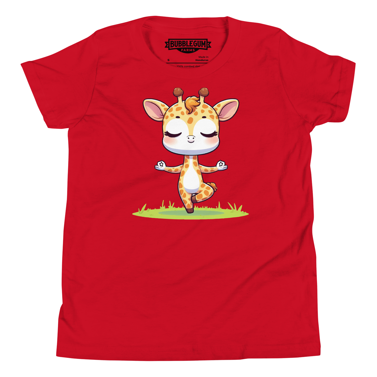 Giraffe doing Yoga - Youth Staple Tee