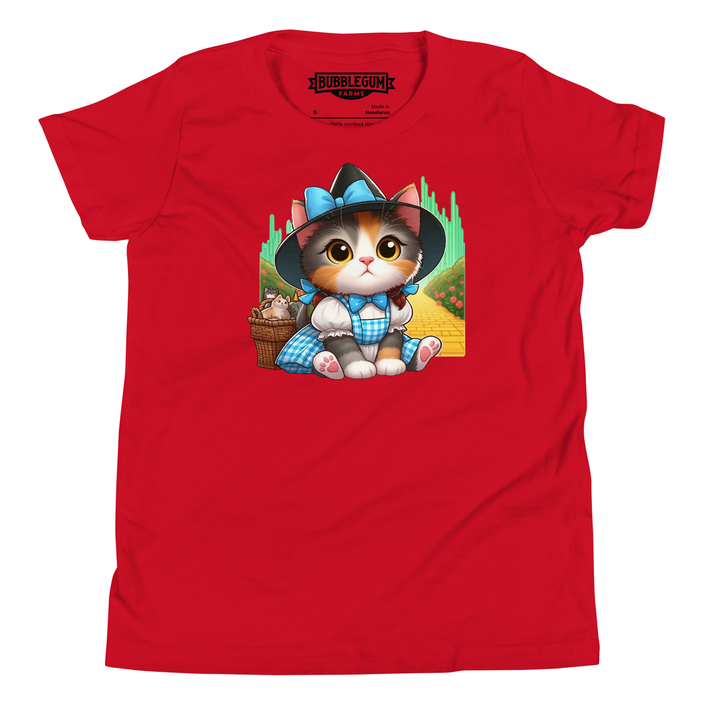 Kitten on a Yellow Brick Road - Youth Staple Tee