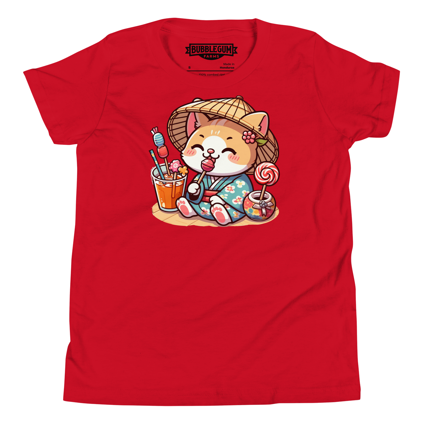 Orange Kitten in a Kimono - Youth Staple Tee
