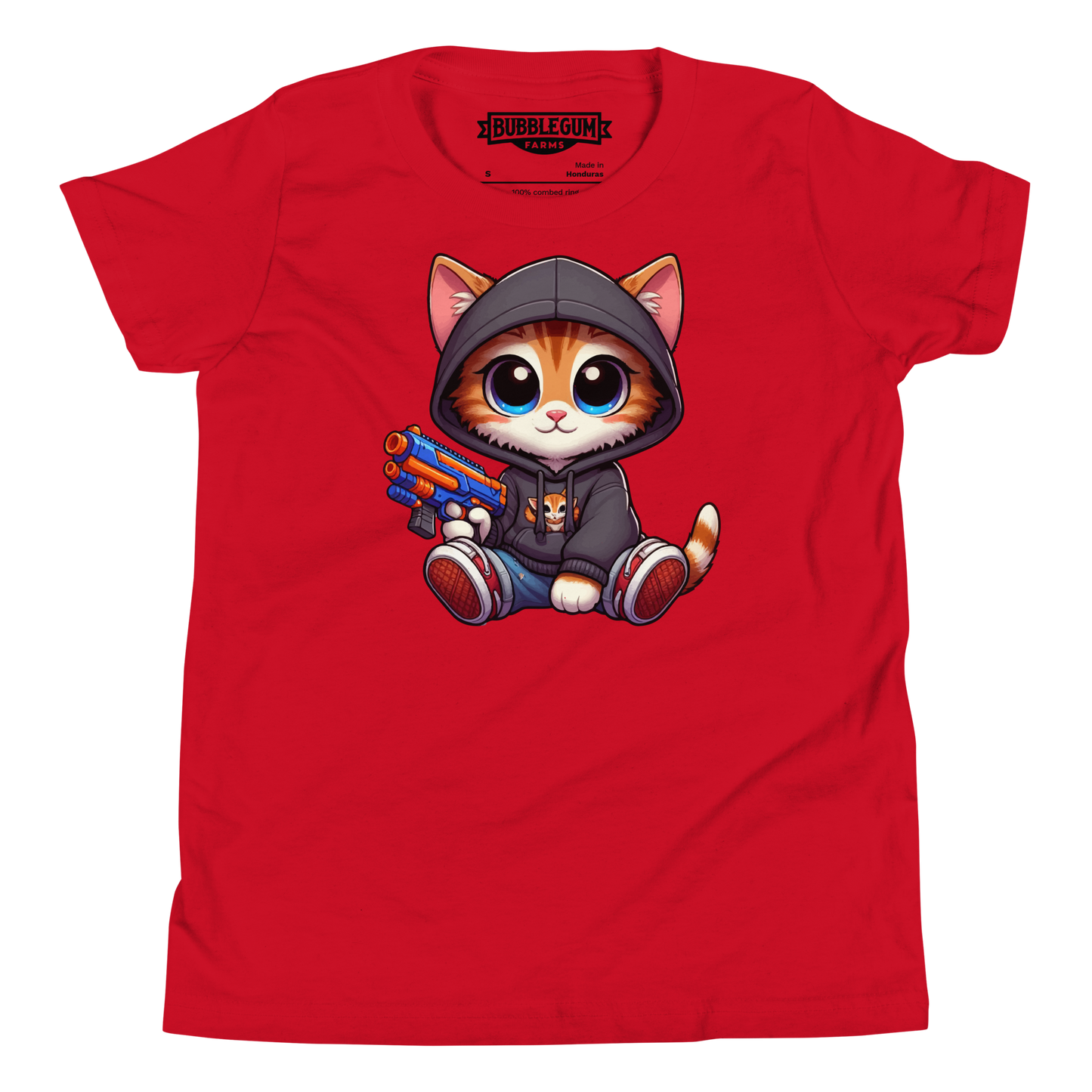 Orange Kitten with Foam Dart Blaster - Youth Staple Tee