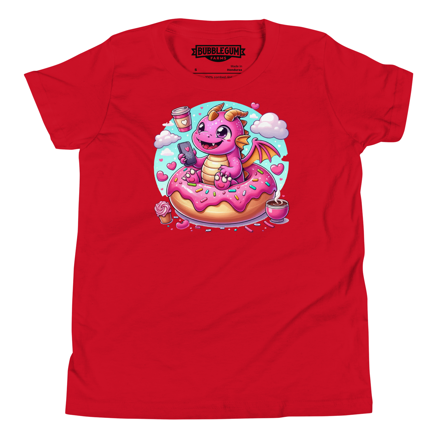 Pink Dragon - Loving Coffee and Donuts - Youth Staple Tee