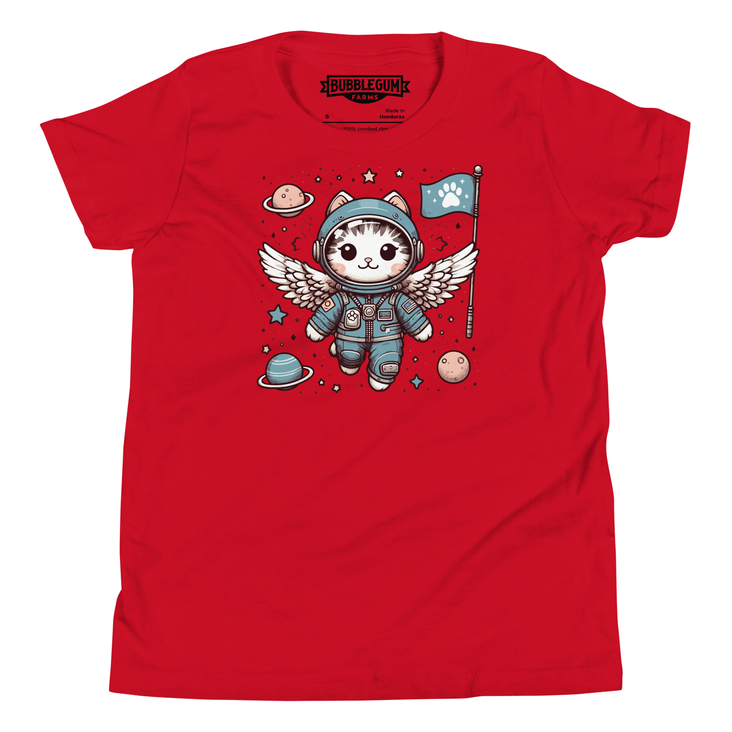 Space Kitten with Wings - Youth Staple Tee
