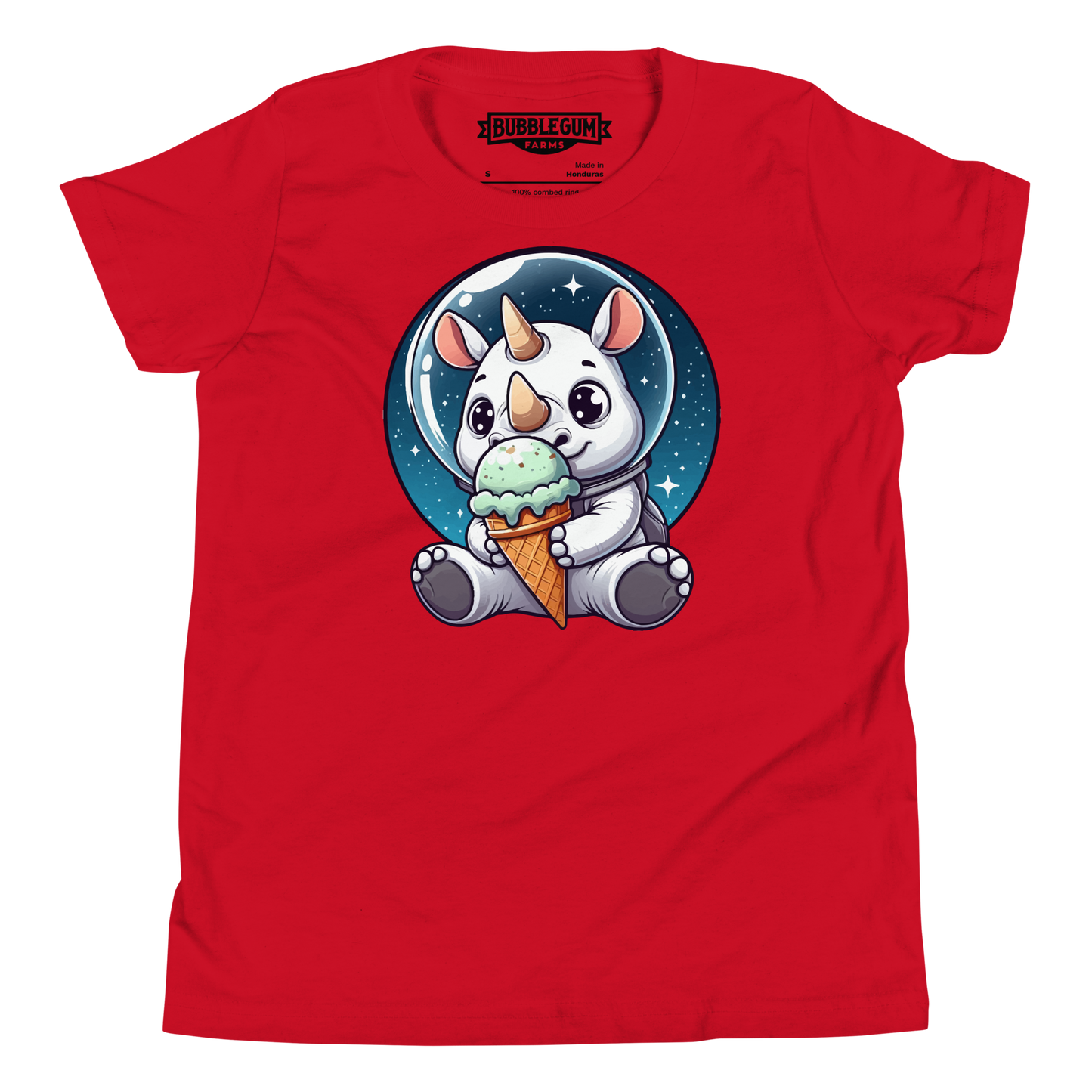 Space Rhino - Eating Ice Cream - Youth Staple Tee