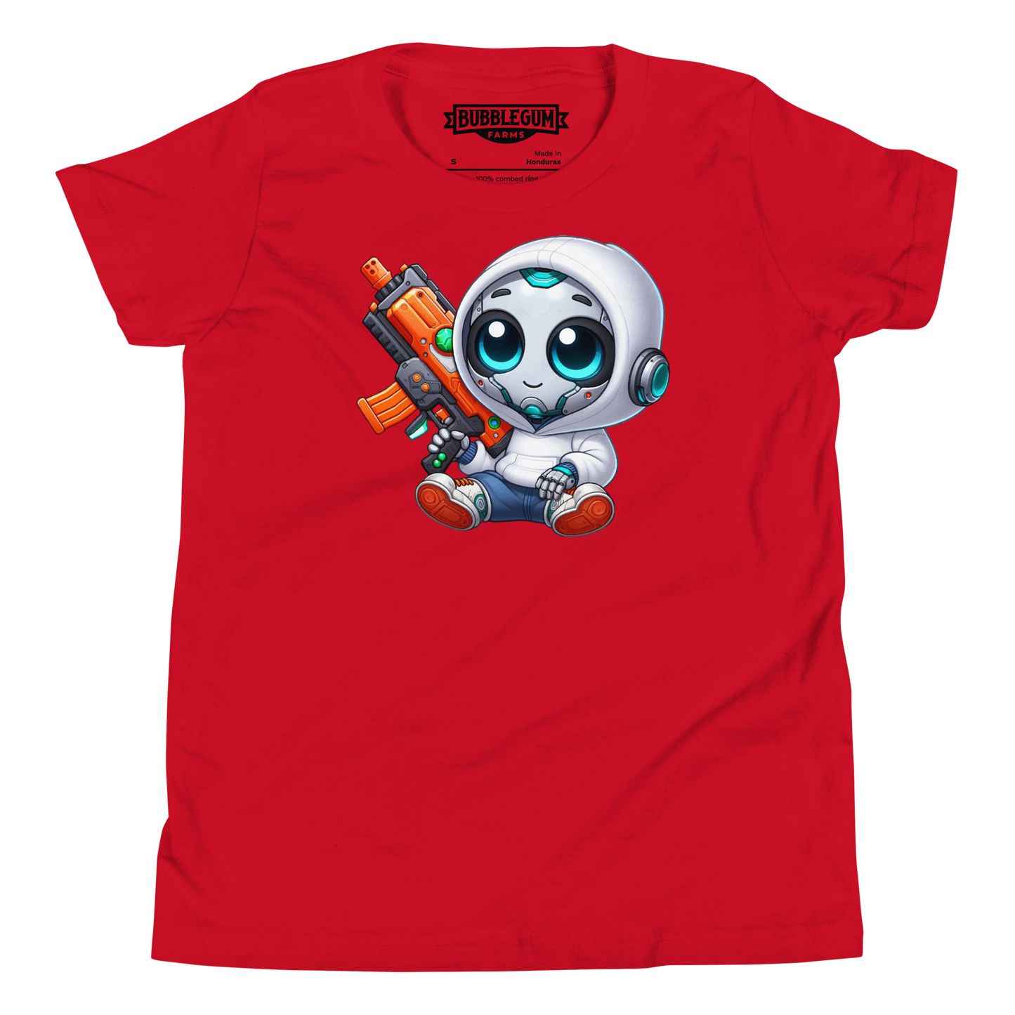 White Robot with Foam Dart Blaster - Youth Staple Tee