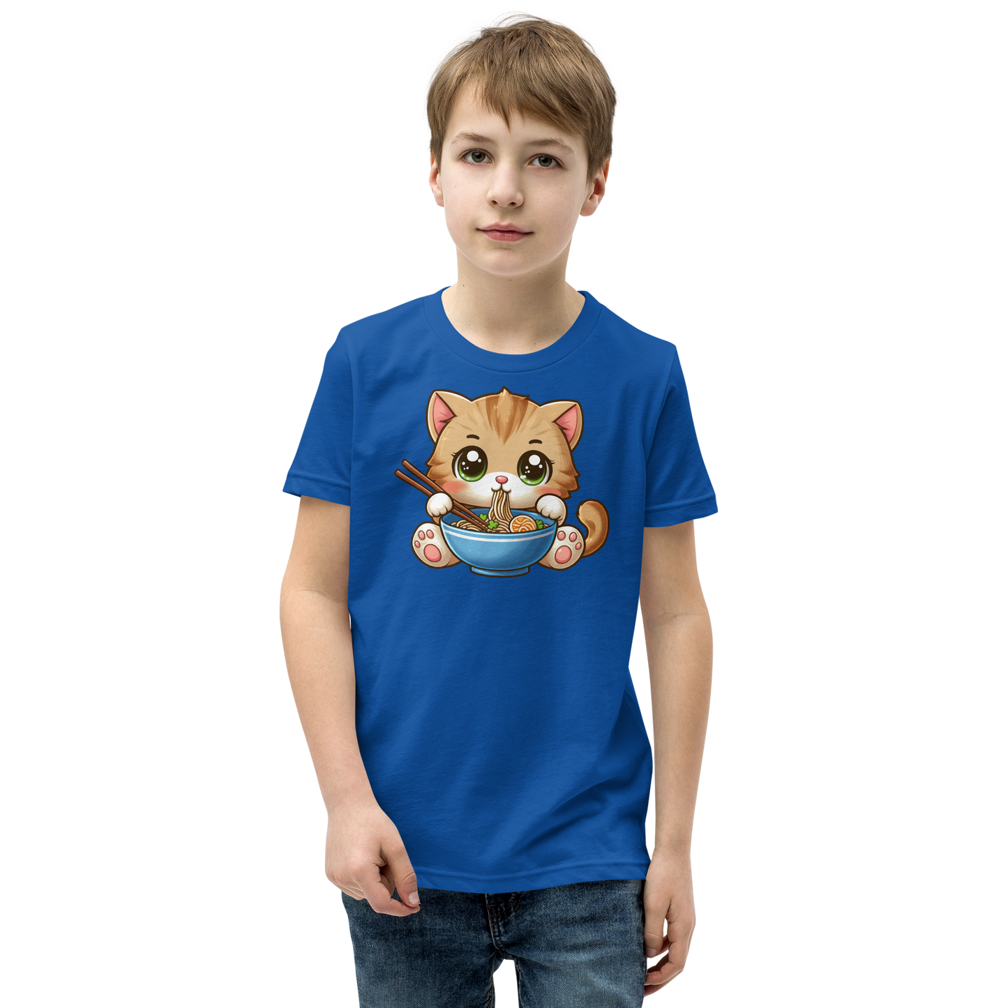 Brown Kitten - Eating Ramen - Youth Staple Tee