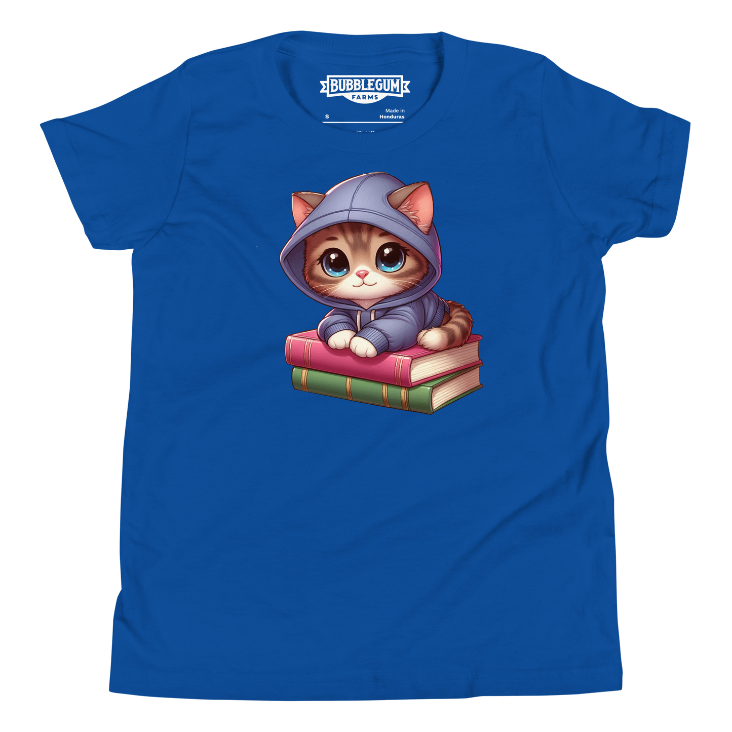 Brown Kitten - Sitting on Books - Youth Staple Tee