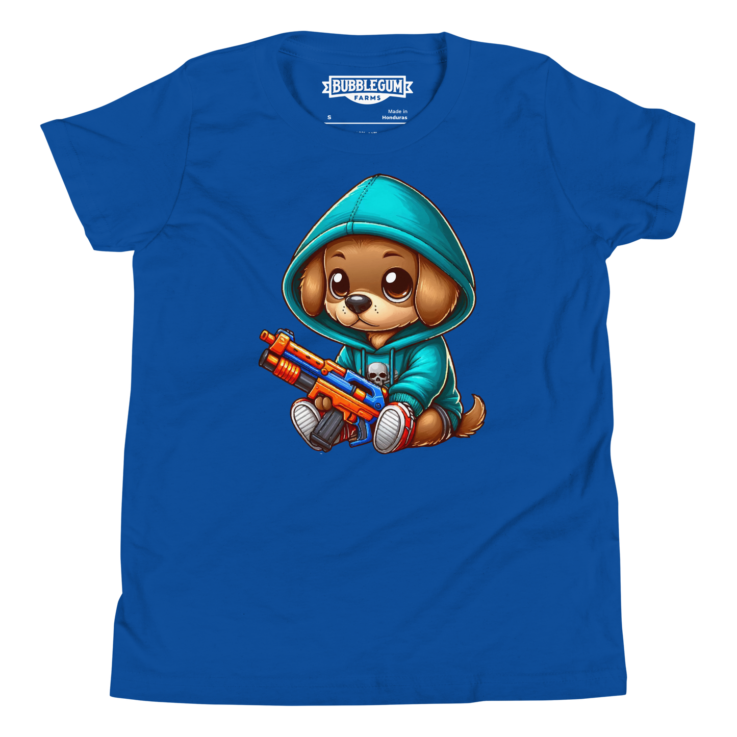 Brown Puppy with Foam Dart Blaster - Youth Staple Tee