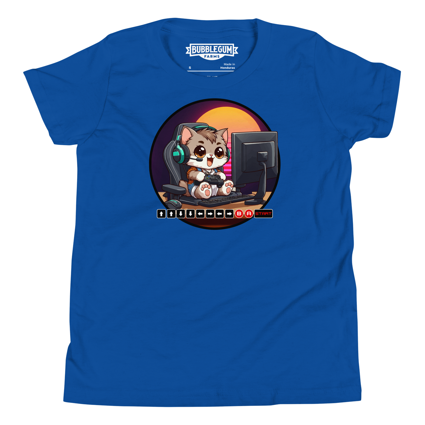 Gamer Kitten - Green Headset - Youth Staple Tee
