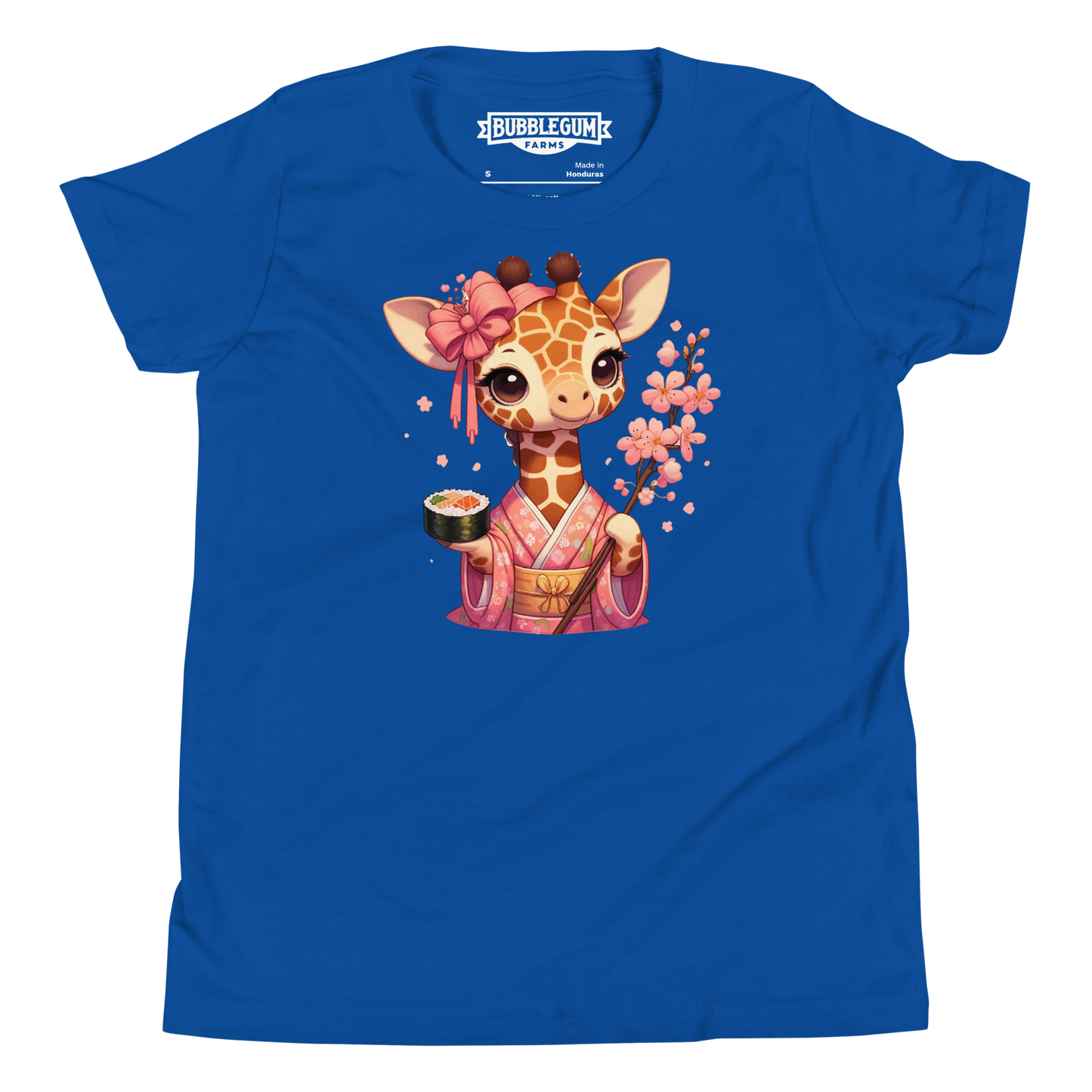 Geisha Giraffe - Holding Cherry Blossoms - Youth Staple Tee