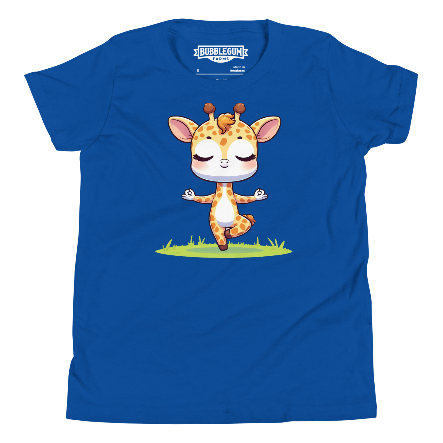 Giraffe doing Yoga - Youth Staple Tee