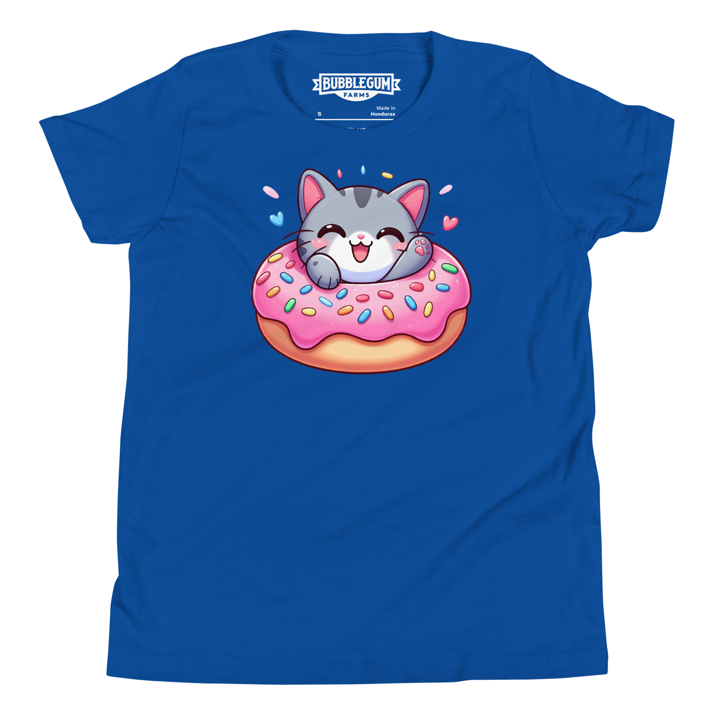 Grey Kitten - Laughing in a Donut - Youth Staple Tee