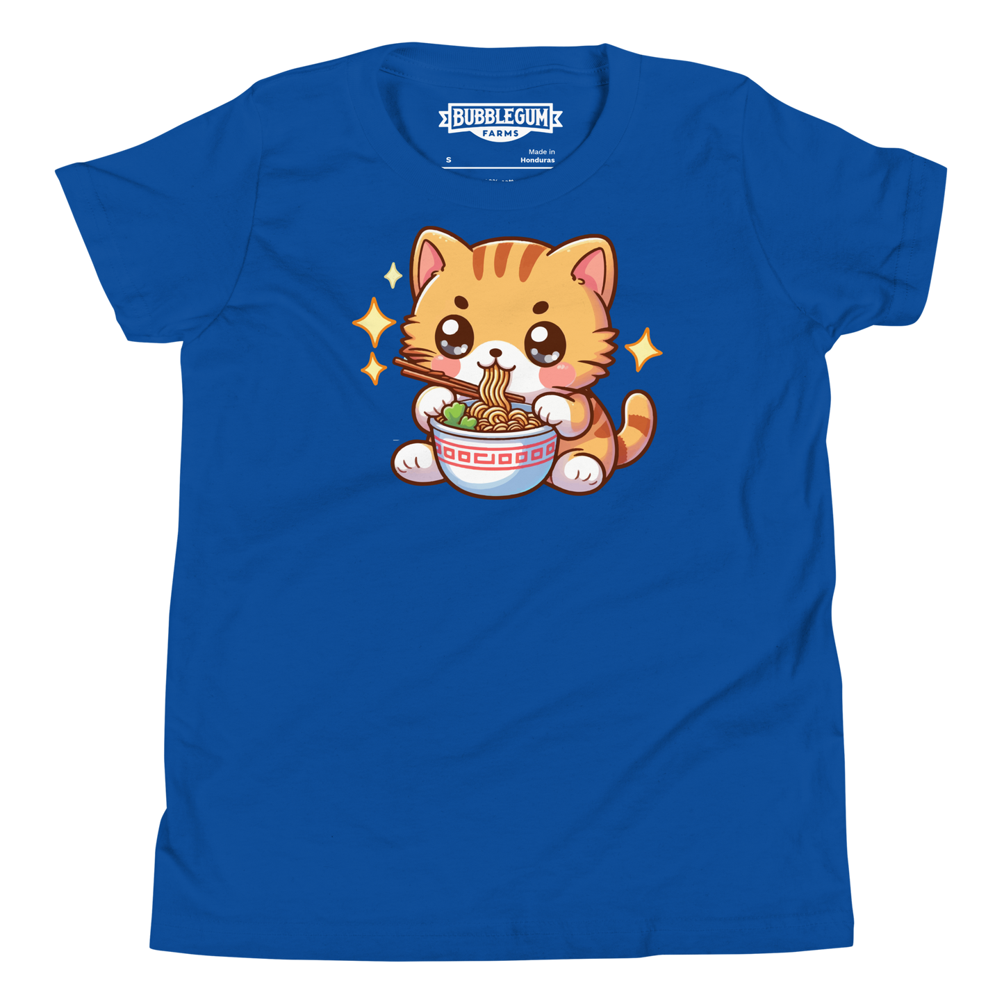 Orange Kitten - Eating Ramen - Youth Staple Tee