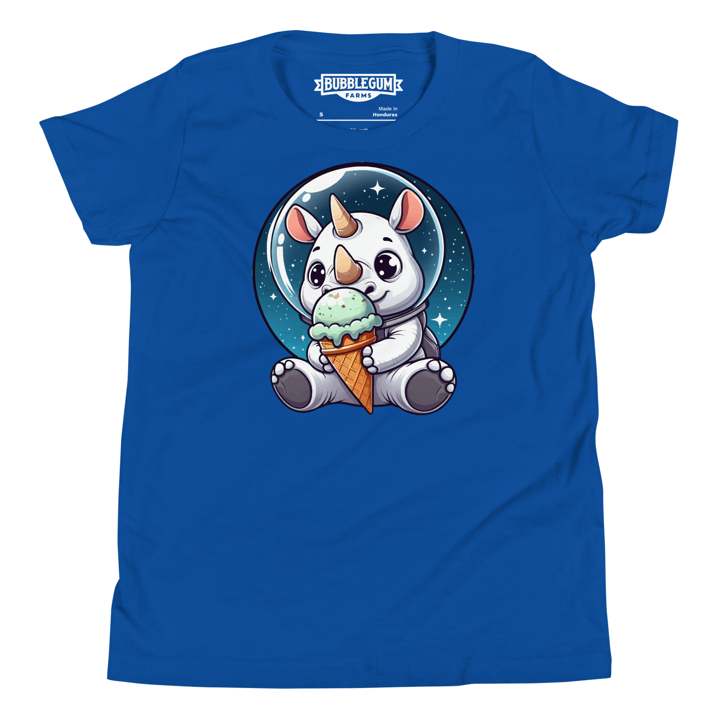 Space Rhino - Eating Ice Cream - Youth Staple Tee