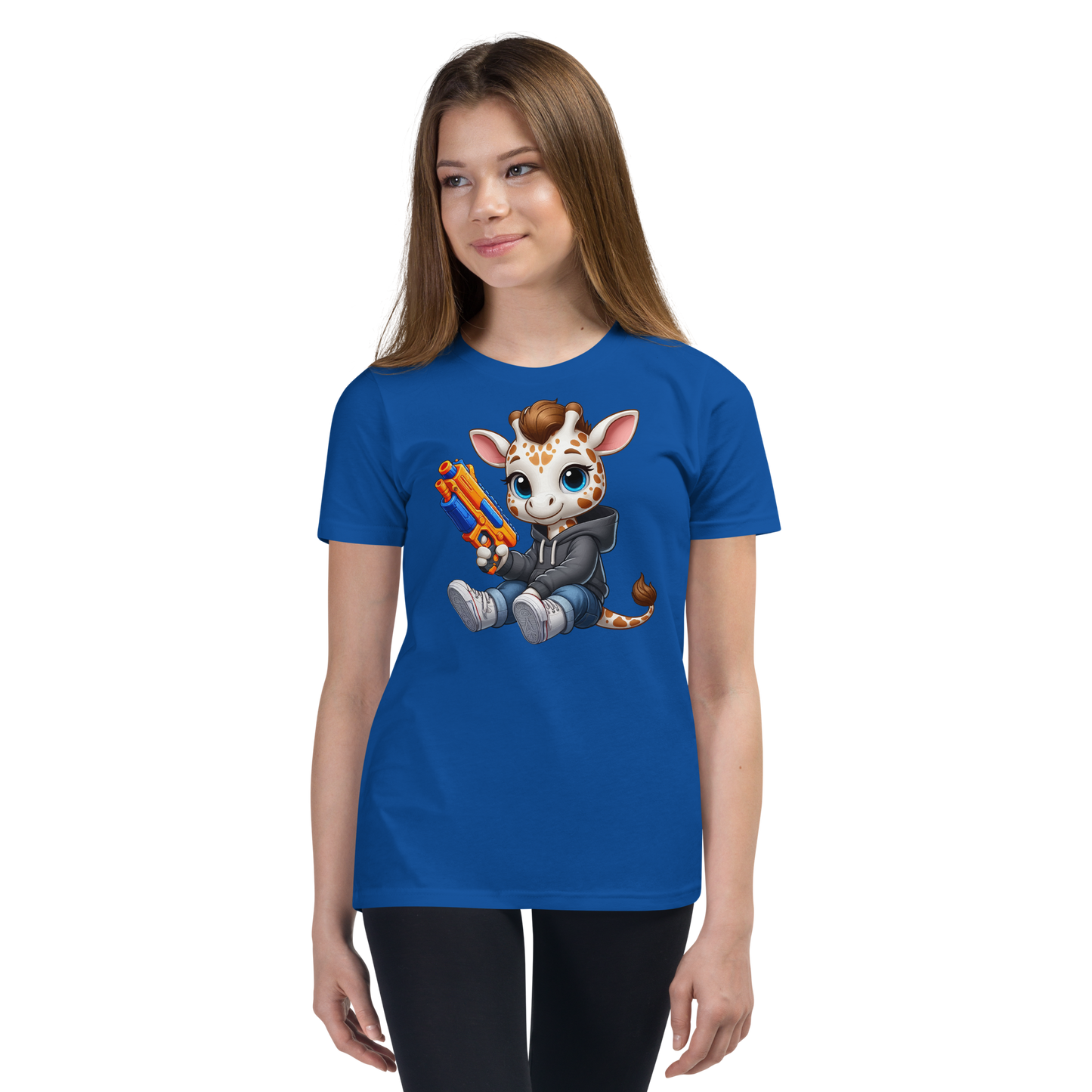White Giraffe with Foam Dart Blaster - Youth Staple Tee
