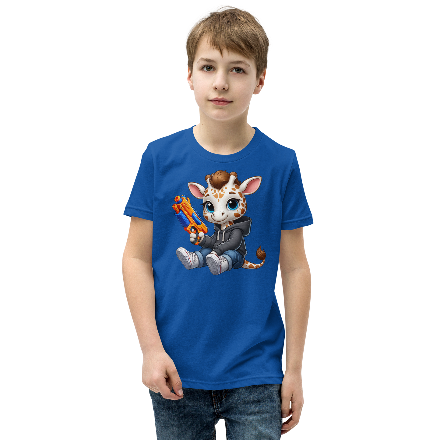 White Giraffe with Foam Dart Blaster - Youth Staple Tee