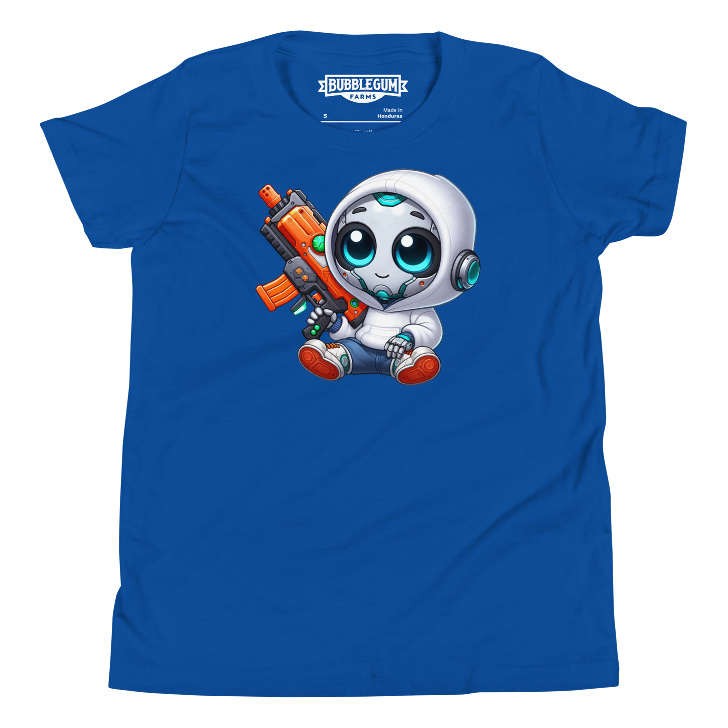 White Robot with Foam Dart Blaster - Youth Staple Tee