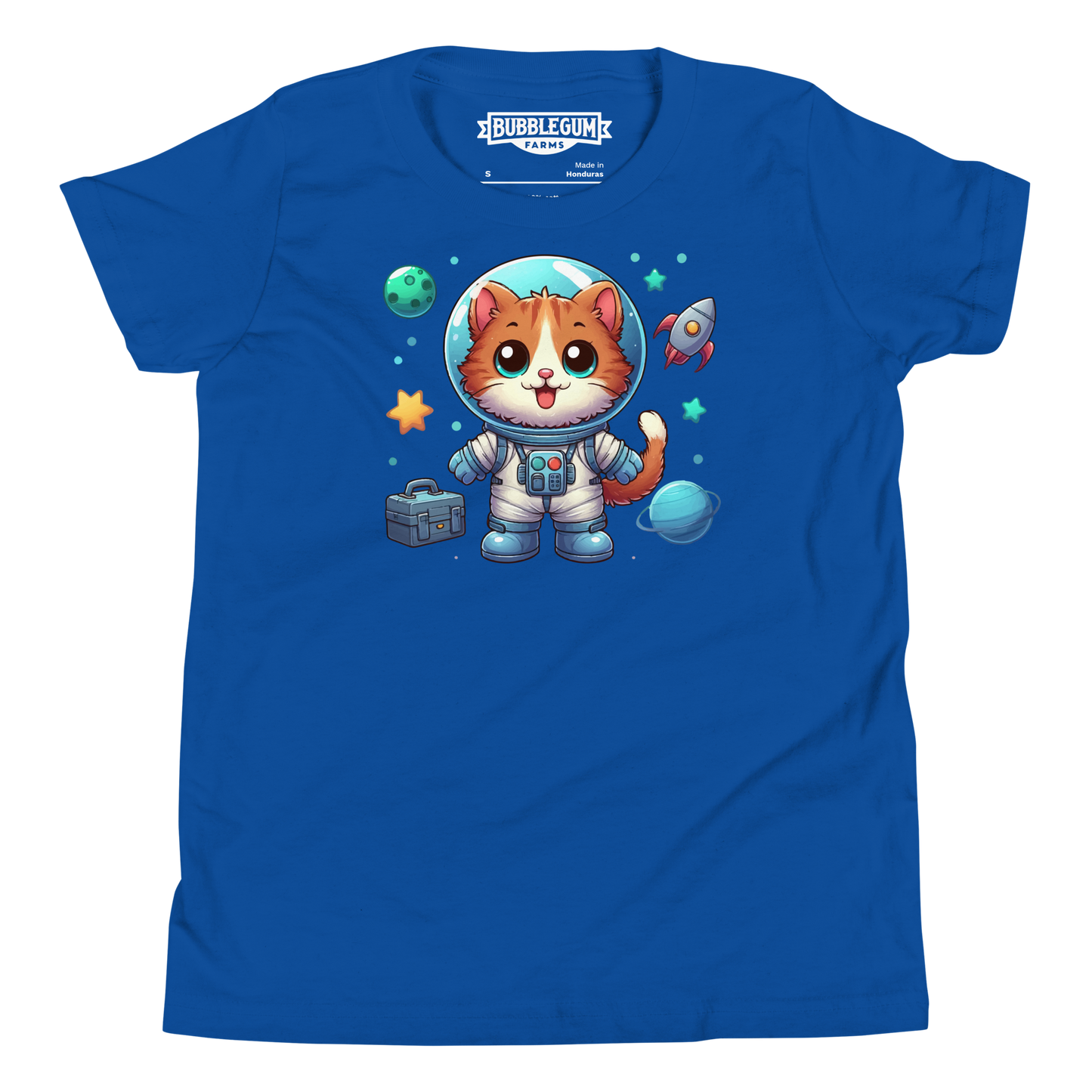 Space Kitten with Planets - Youth Staple Tee