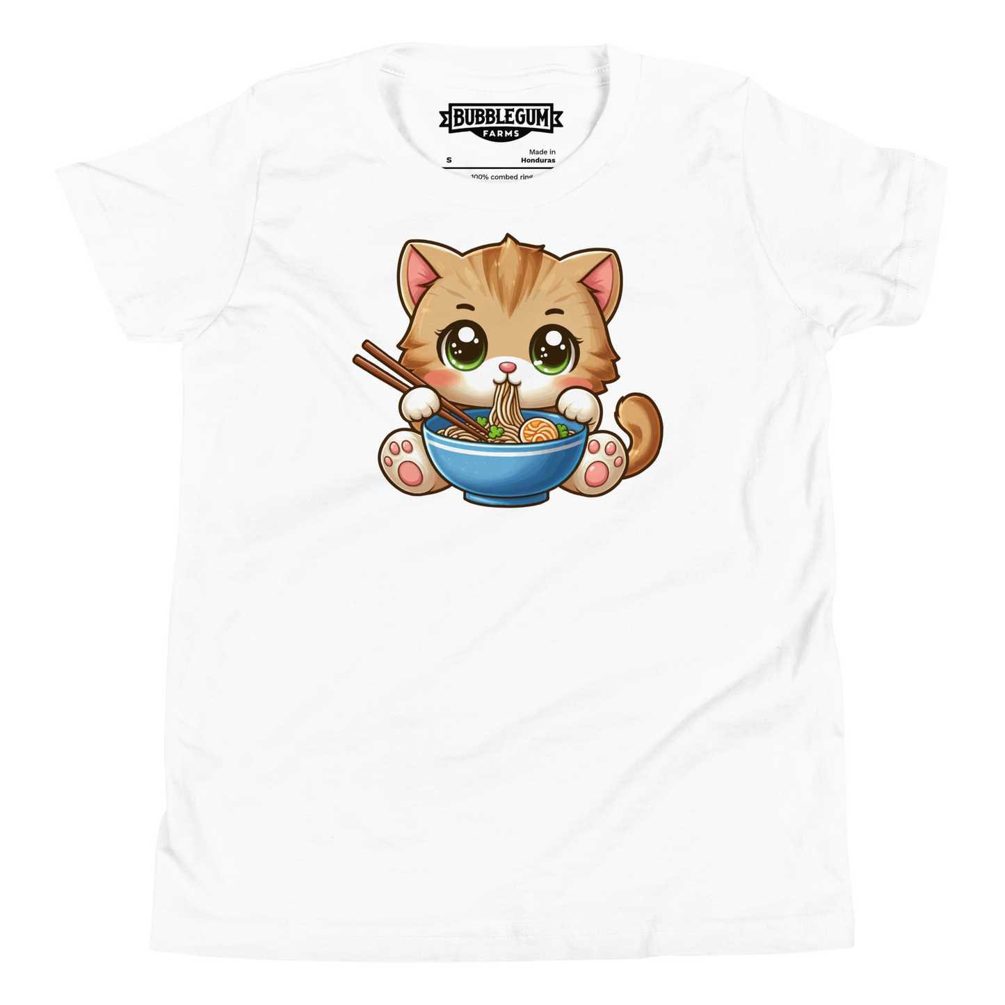 Brown Kitten - Eating Ramen - Youth Staple Tee