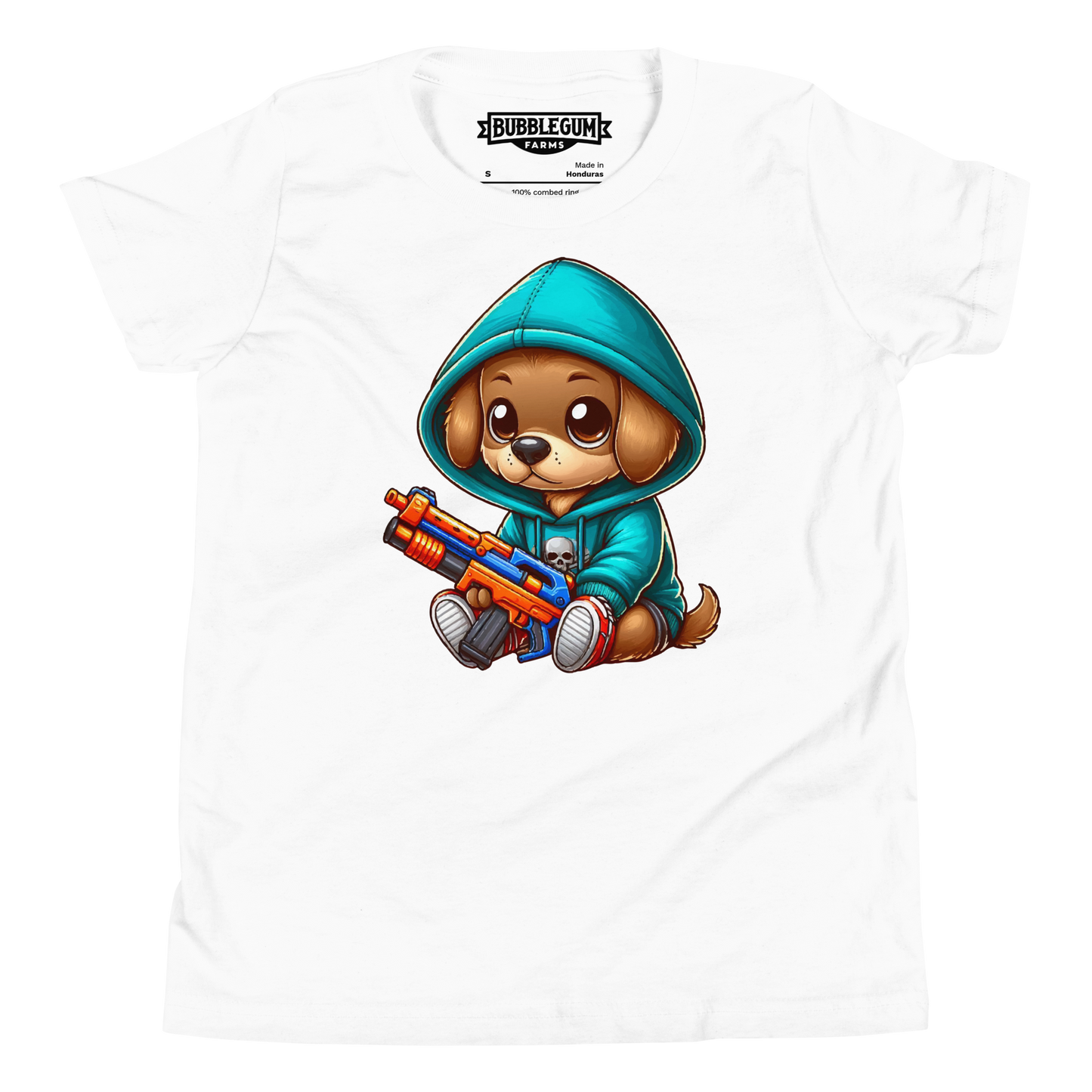 Brown Puppy with Foam Dart Blaster - Youth Staple Tee