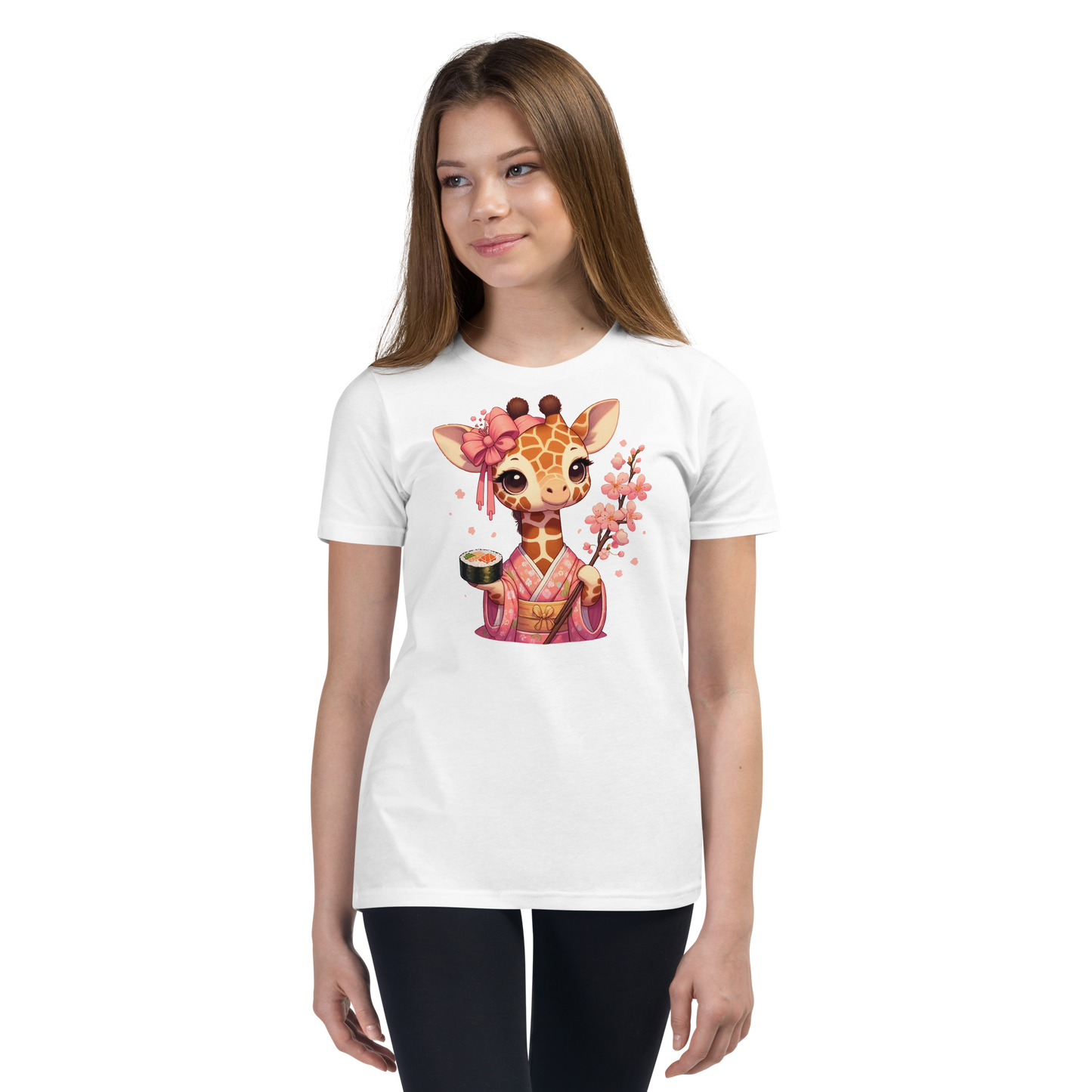 Geisha Giraffe - Holding Cherry Blossoms - Youth Staple Tee