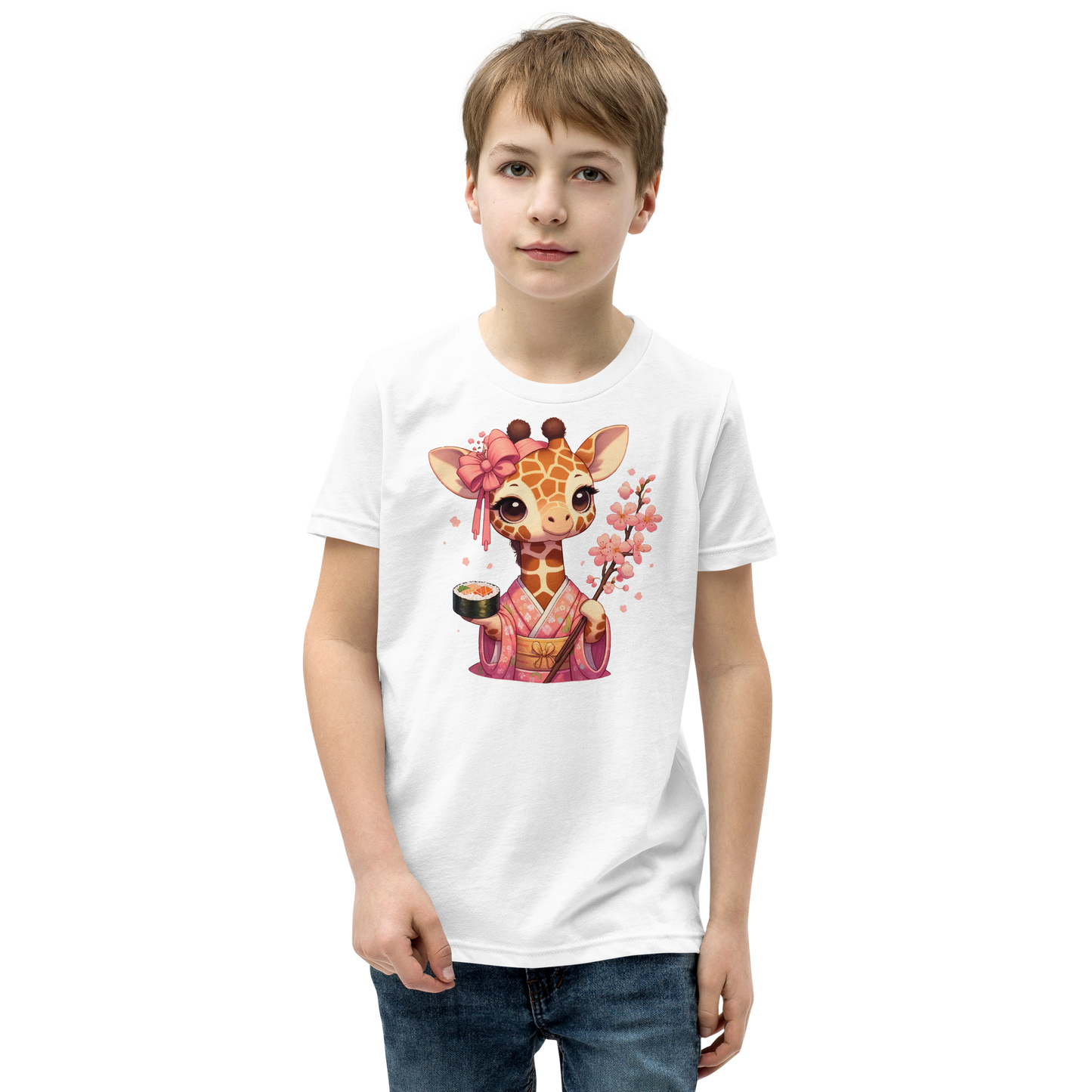 Geisha Giraffe - Holding Cherry Blossoms - Youth Staple Tee