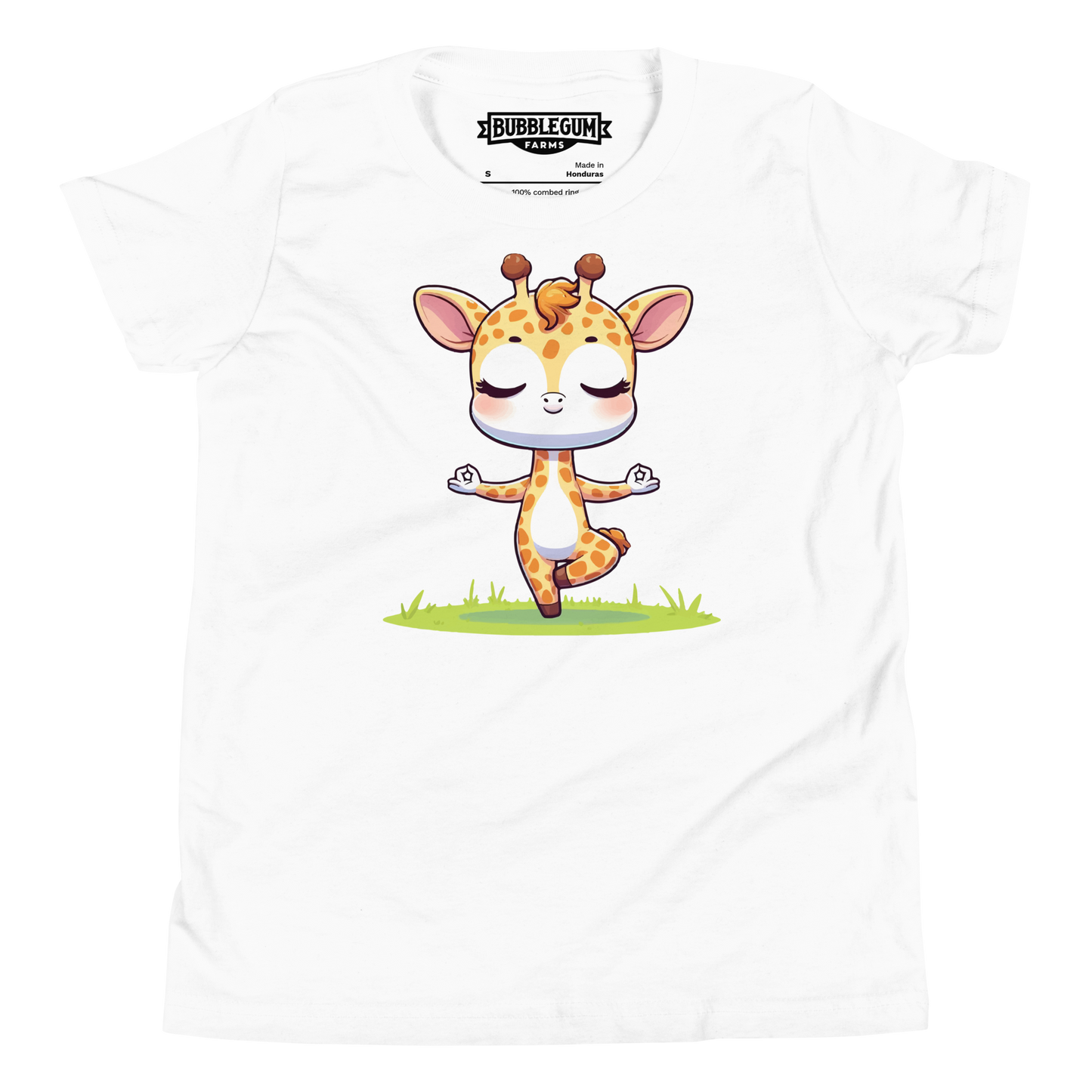Giraffe doing Yoga - Youth Staple Tee