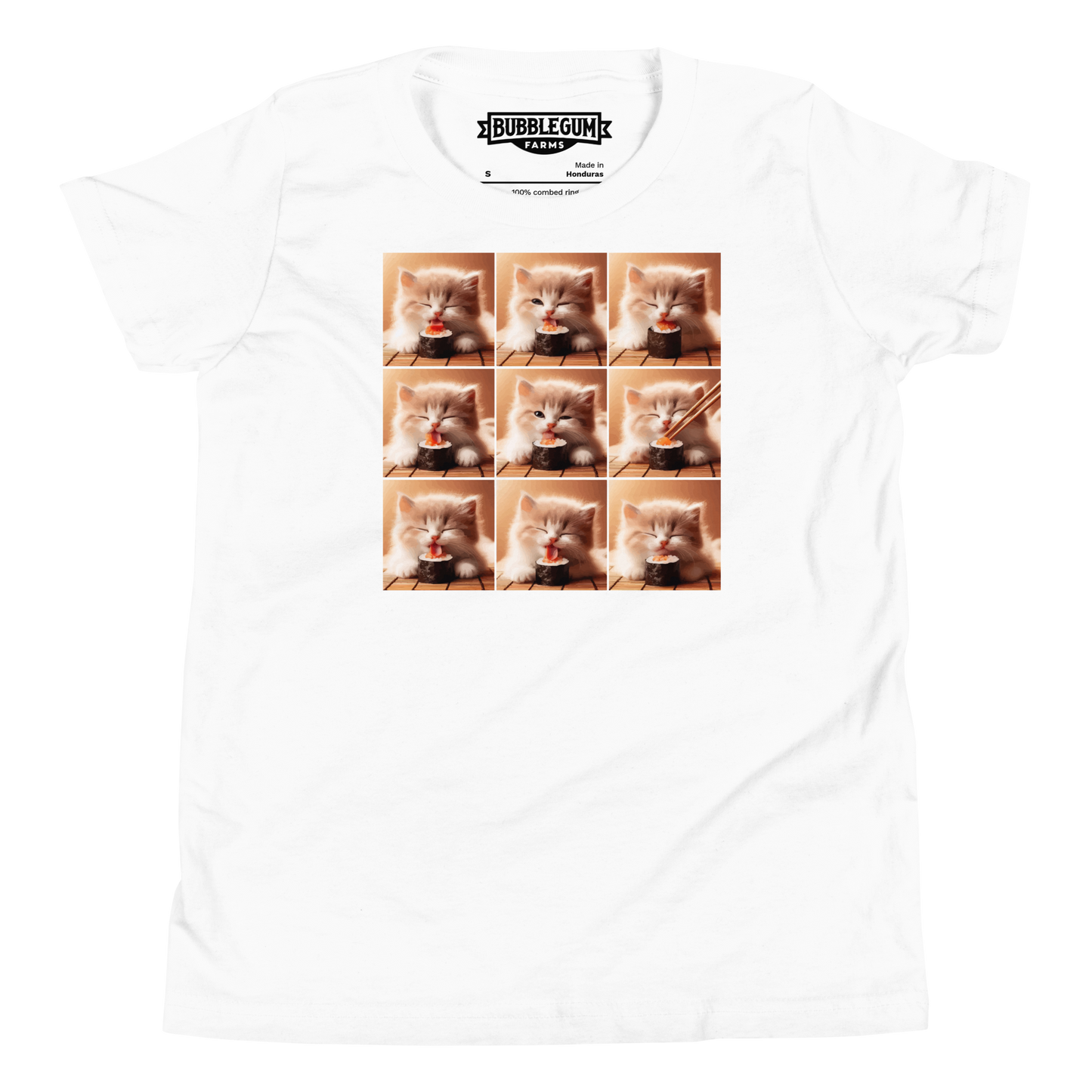 Kittens Eating Sushi Collage - Youth Staple Tee