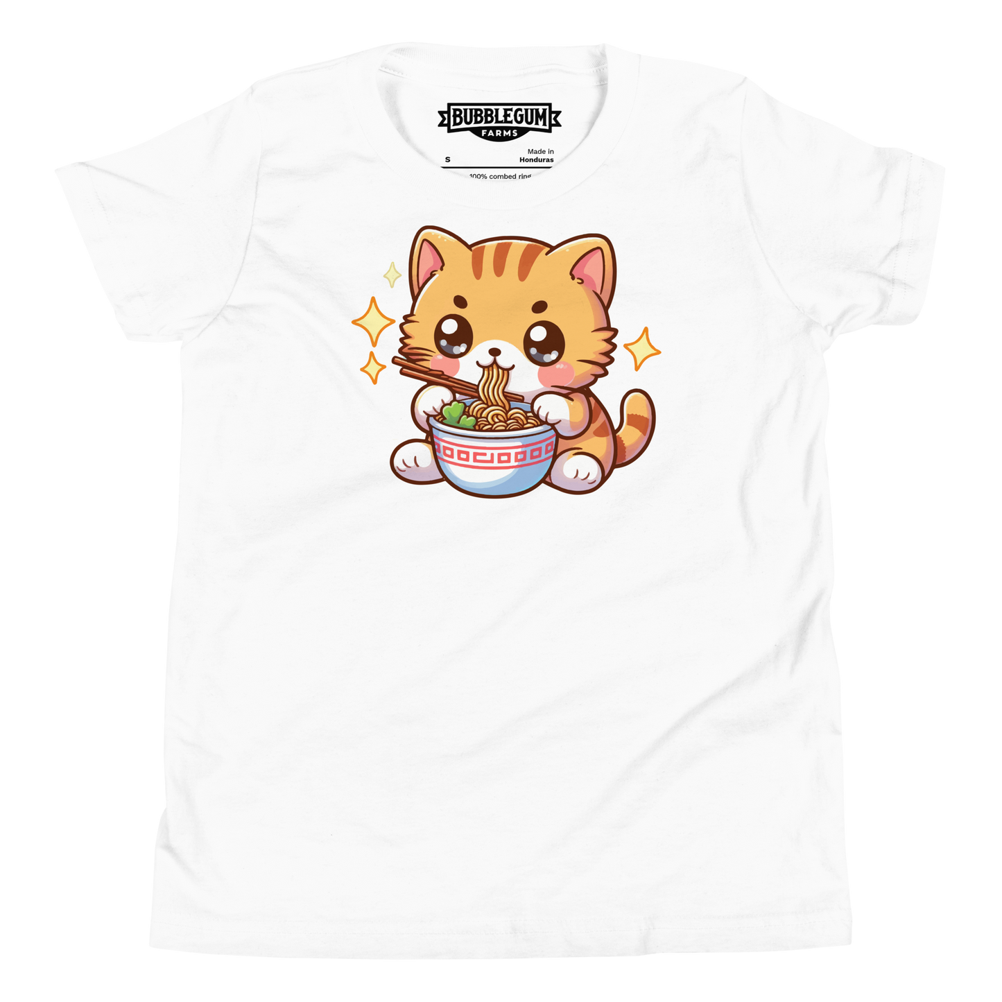 Orange Kitten - Eating Ramen - Youth Staple Tee