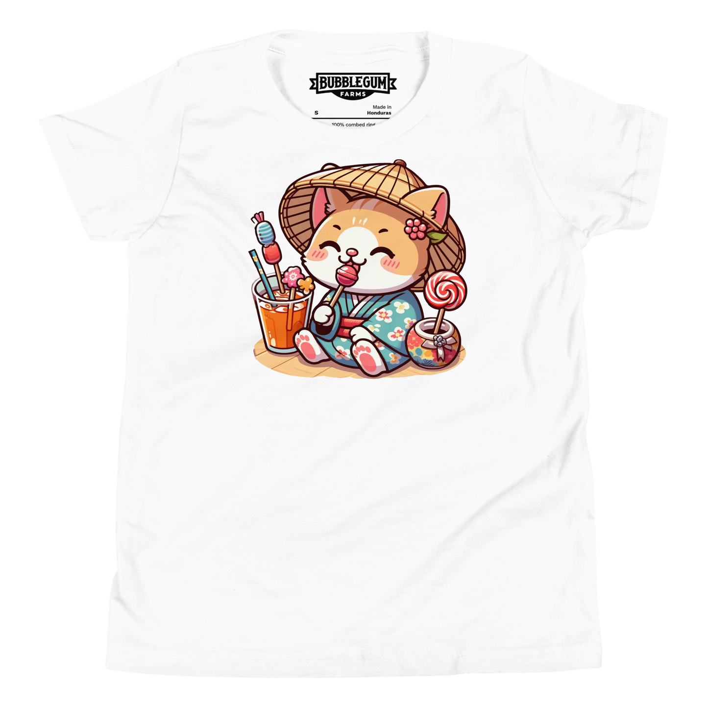 Orange Kitten in a Kimono - Youth Staple Tee