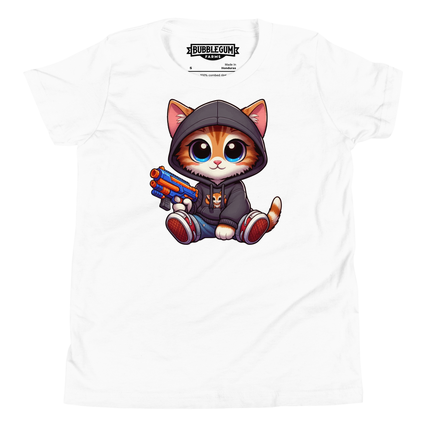 Orange Kitten with Foam Dart Blaster - Youth Staple Tee