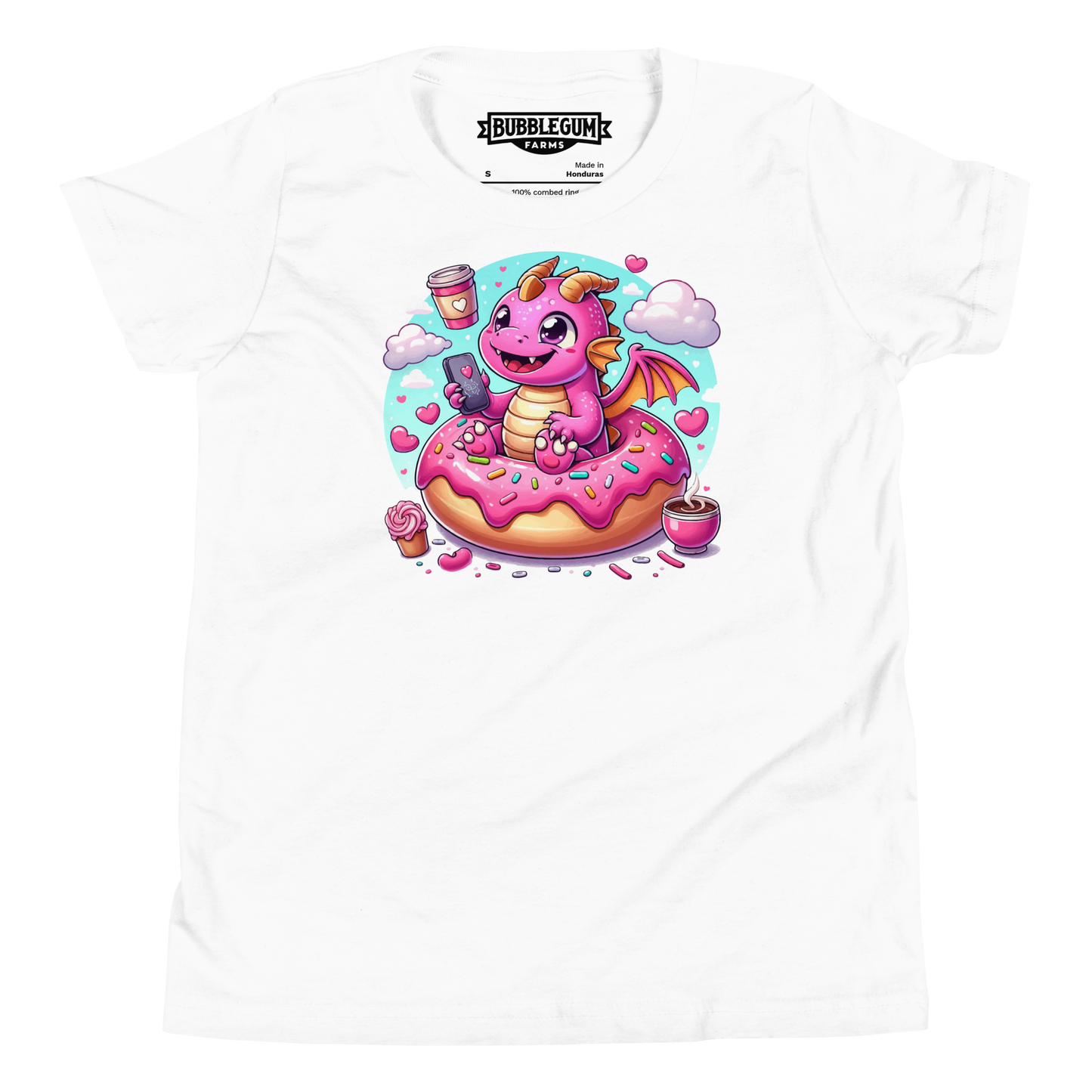Pink Dragon - Loving Coffee and Donuts - Youth Staple Tee