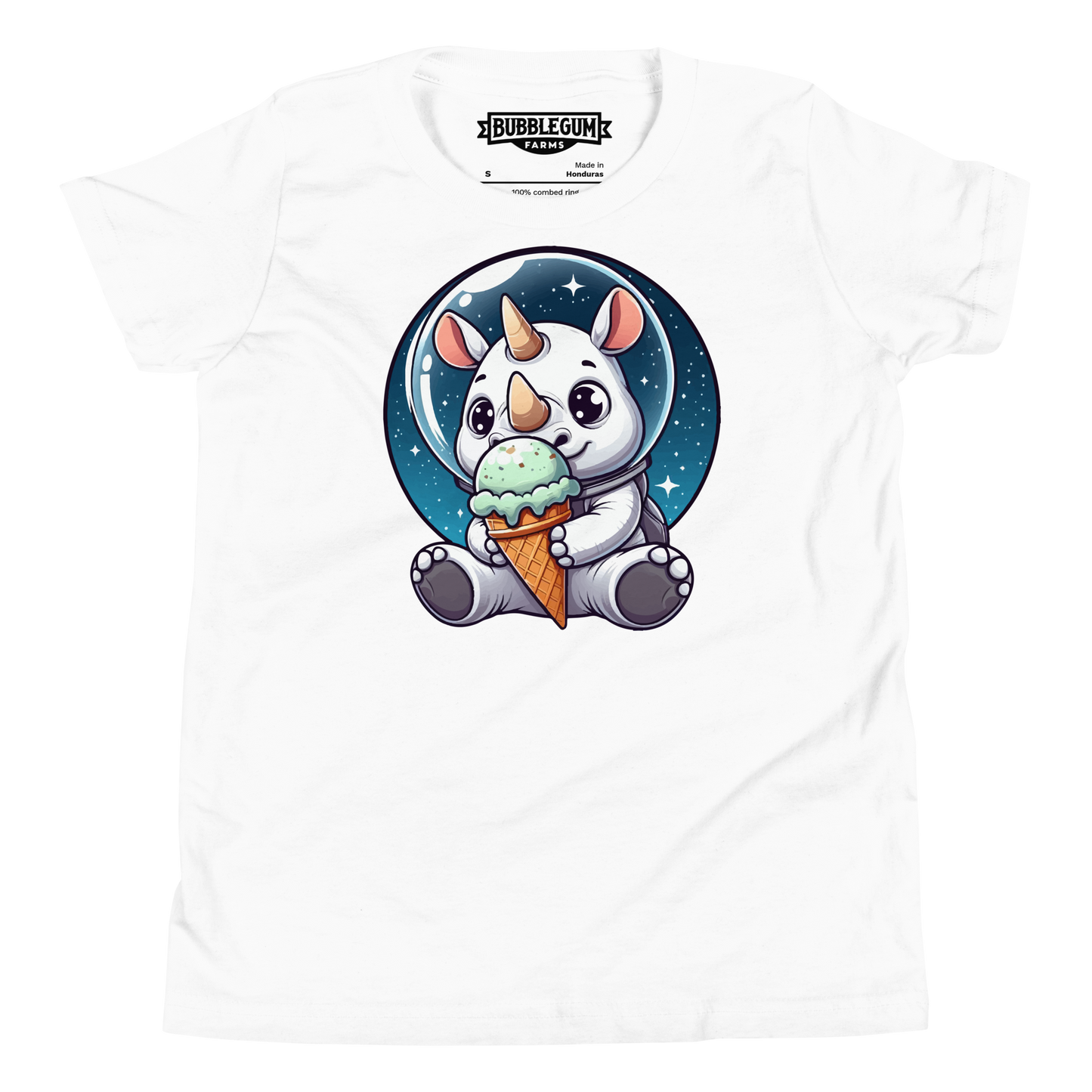 Space Rhino - Eating Ice Cream - Youth Staple Tee