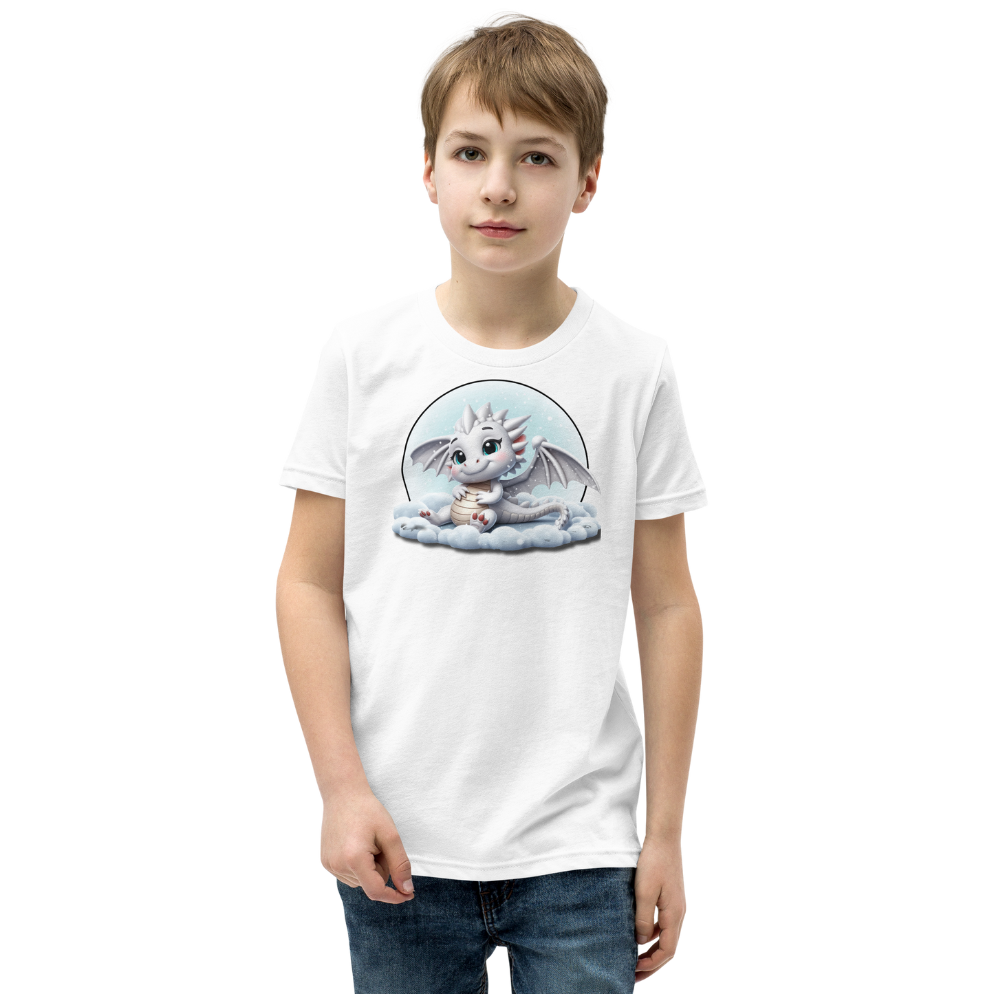 White Dragon in the Clouds - Youth Staple Tee