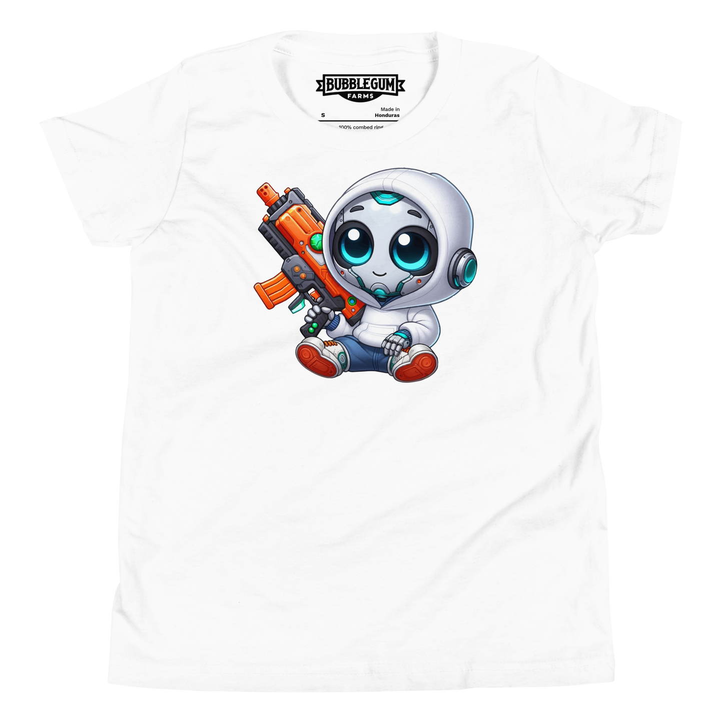 White Robot with Foam Dart Blaster - Youth Staple Tee