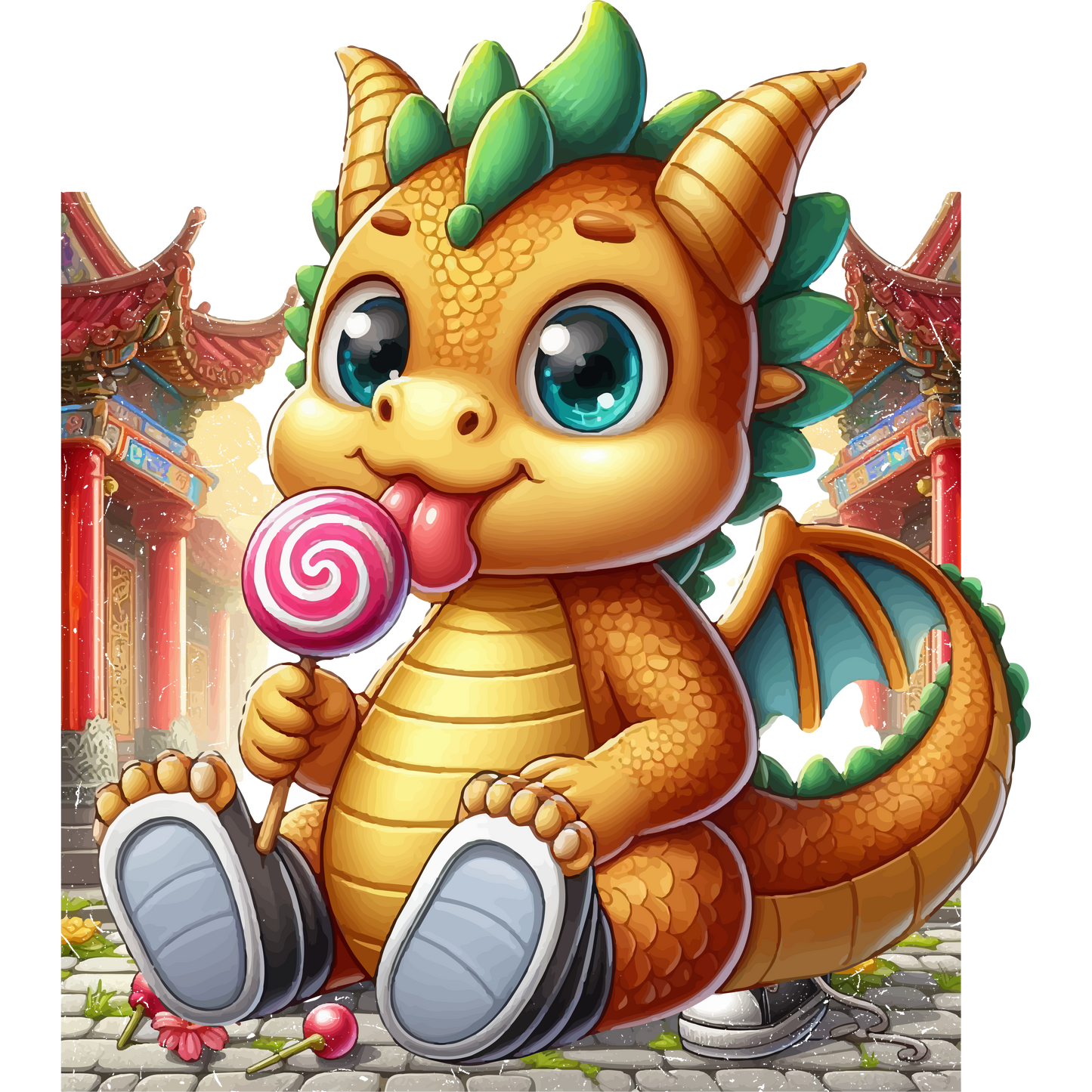 Dragon in Town with Lolipop - Unisex Triblend Tee