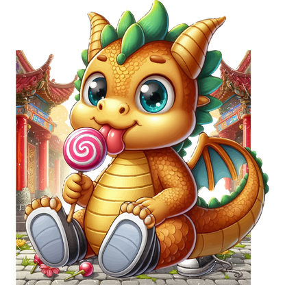 Dragon in Town with Lolipop - Unisex Triblend Tee