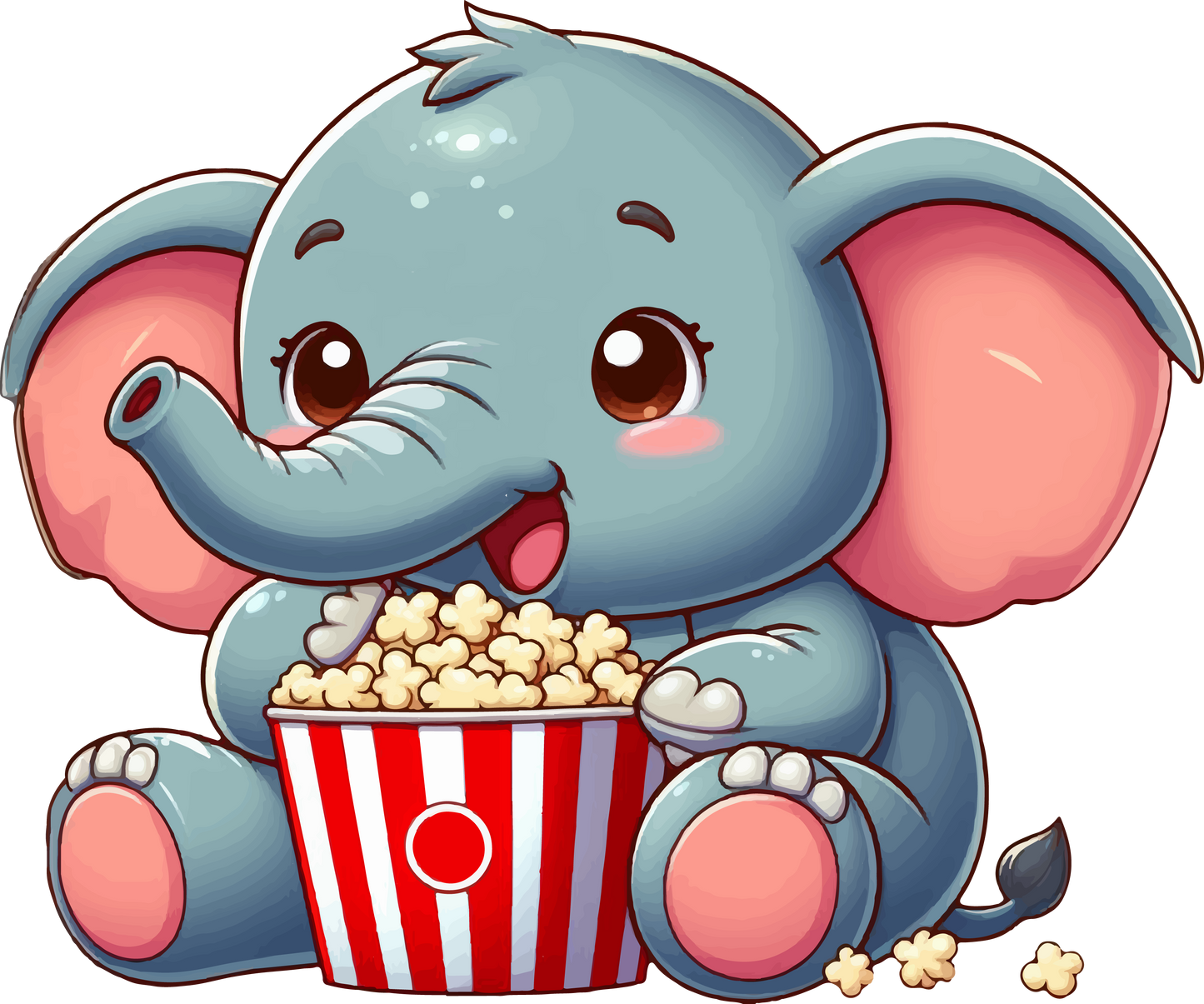 Baby Elephant - Eating Popcorn - Baby Tee