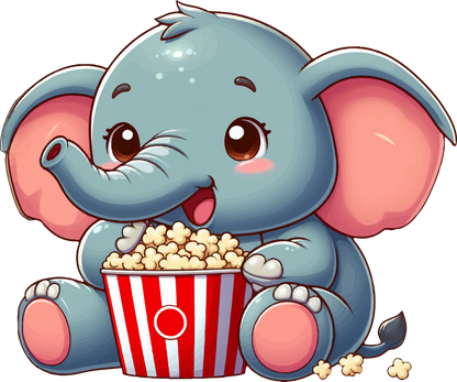 Baby Elephant - Eating Popcorn - Baby Tee