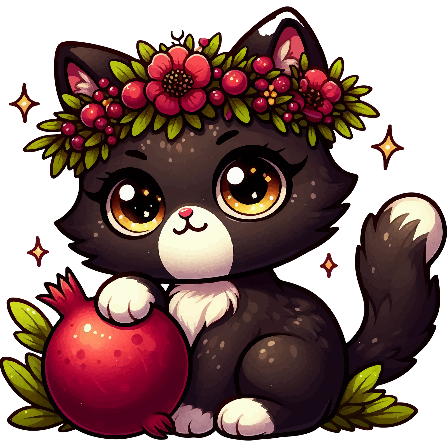 Black Kitten with Red Flowers - Toddler Tee
