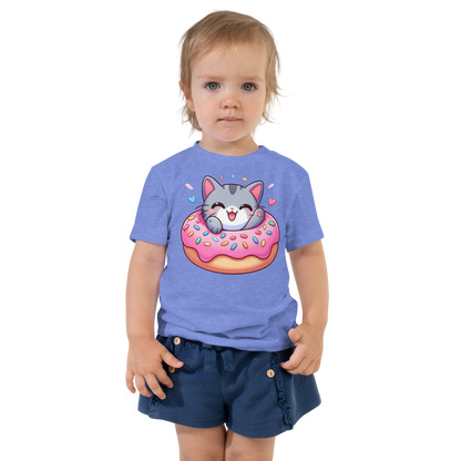 Grey Kitten - Laughing in a Donut - Toddler Tee