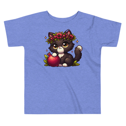Black Kitten with Red Flowers - Toddler Tee