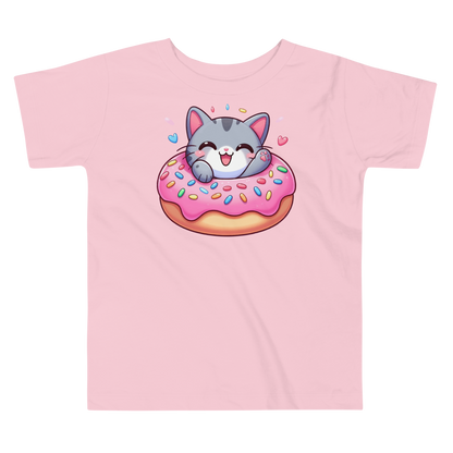 Grey Kitten - Laughing in a Donut - Toddler Tee