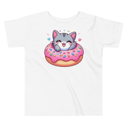 Grey Kitten - Laughing in a Donut - Toddler Tee