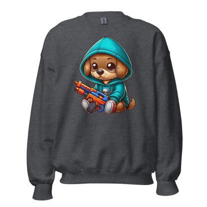 Brown Puppy with Foam Dart Blaster - Preshrunk Sweatshirt