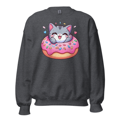 Grey Kitten - Laughing in a Donut - Preshrunk Sweatshirt